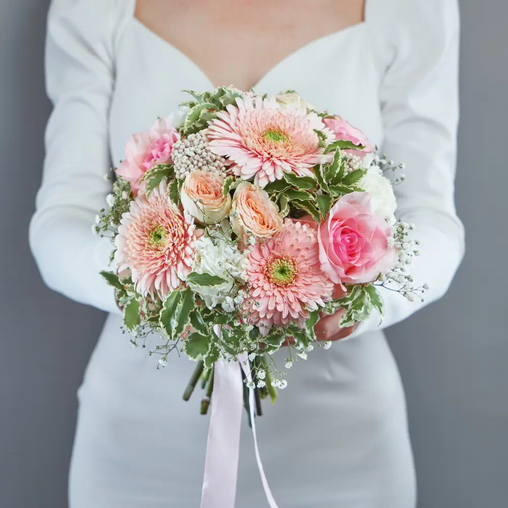 214565 Розовый букет невесты