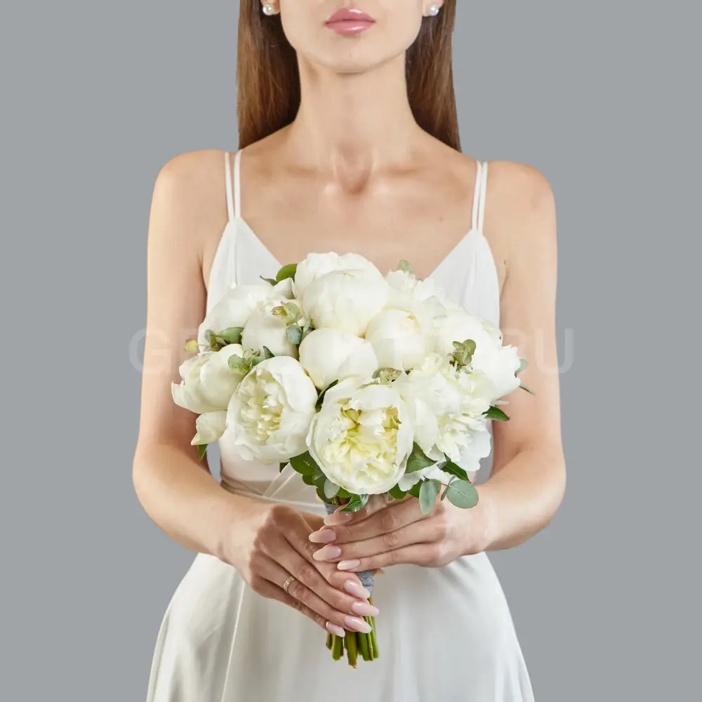 219394 Букет невесты из белых пионов